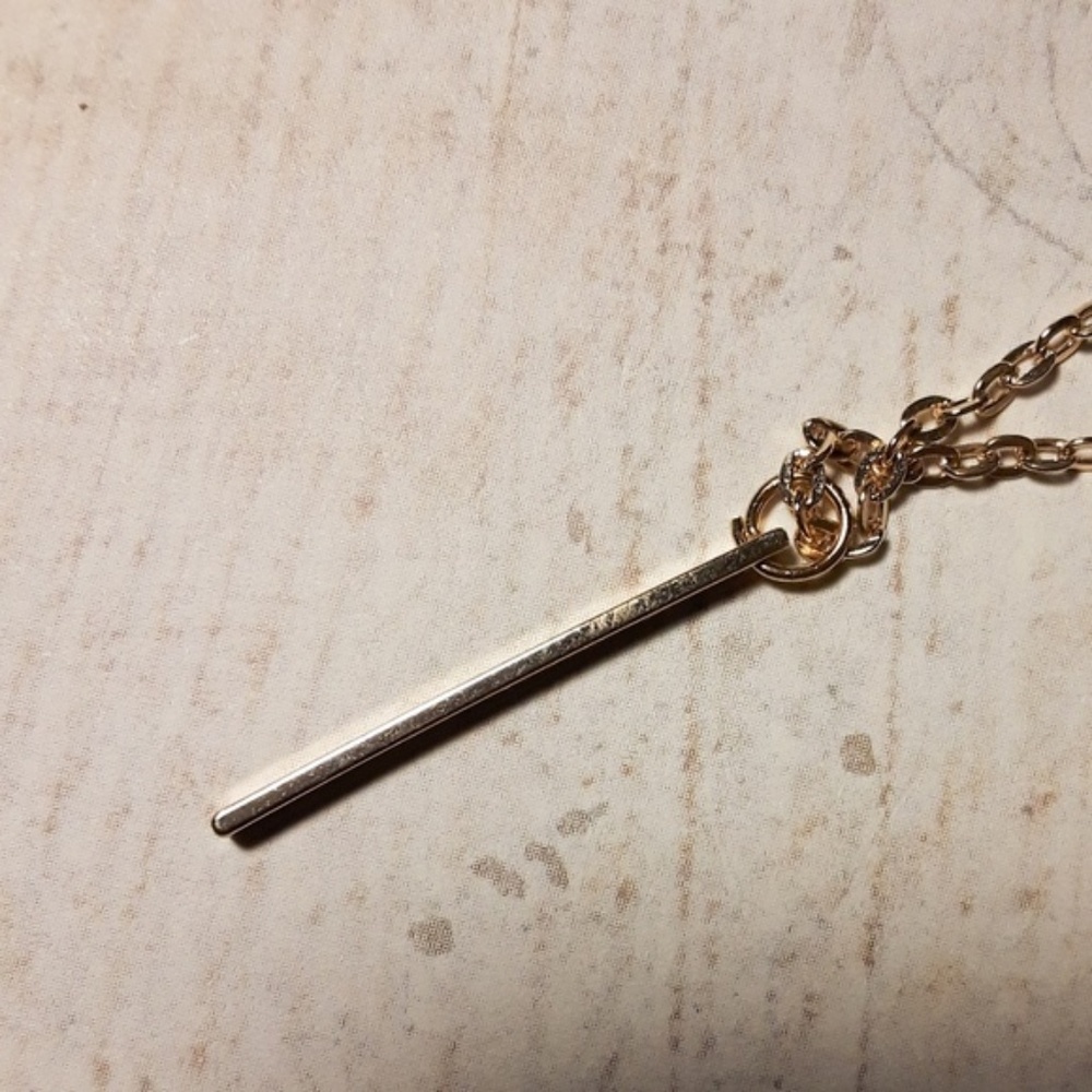 Gold Star Coin Layer Chain Bar Pendent Necklace - Picture 7 of 8